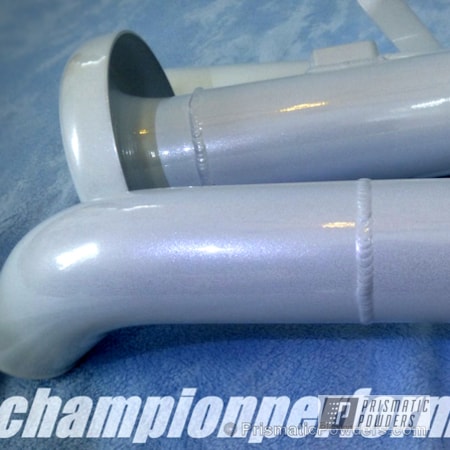 Powder Coating: Automotive,Clear Vision PPS-2974,Clear Coat Used,Solid Tone,Cosmic White PMB-2685,Custom Intake Tubes