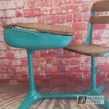 Powder Coating: Vintage School Desk,School Desk,RAL 5018 Turquoise Blue,Vintage Desk,Desk,Vintage