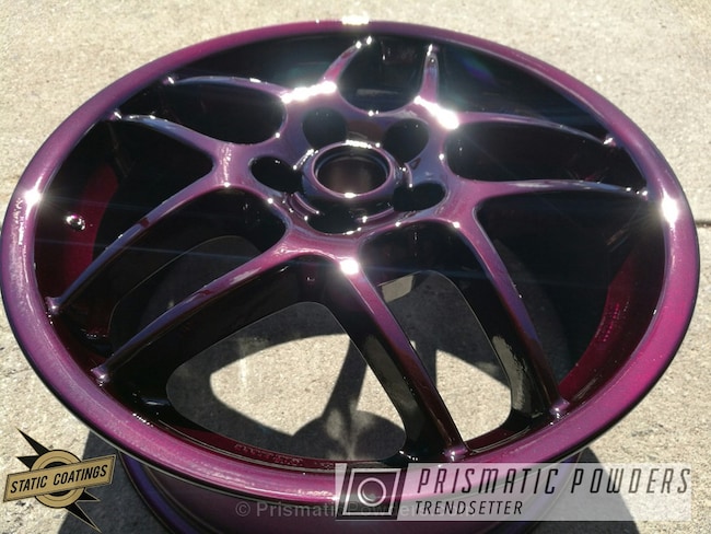 Powder Coating: Clear Vision PPS-2974,Illusion Malbec PMB-6906,Automotive,Solid Tone,Custom Wheels,Clear Coat Used,Wheels