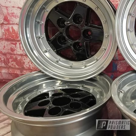 Powder Coating: Wheels,Super Chrome,Ink Black PSS-0106,Aluminum Rims,SUPER CHROME II PSS-10300,15" Aluminum Rims,Two Tone Wheels,Automotive Rims,Aluminum Wheels,Clear Vision PPS-2974,2 Color Application,Rims,Two Tone