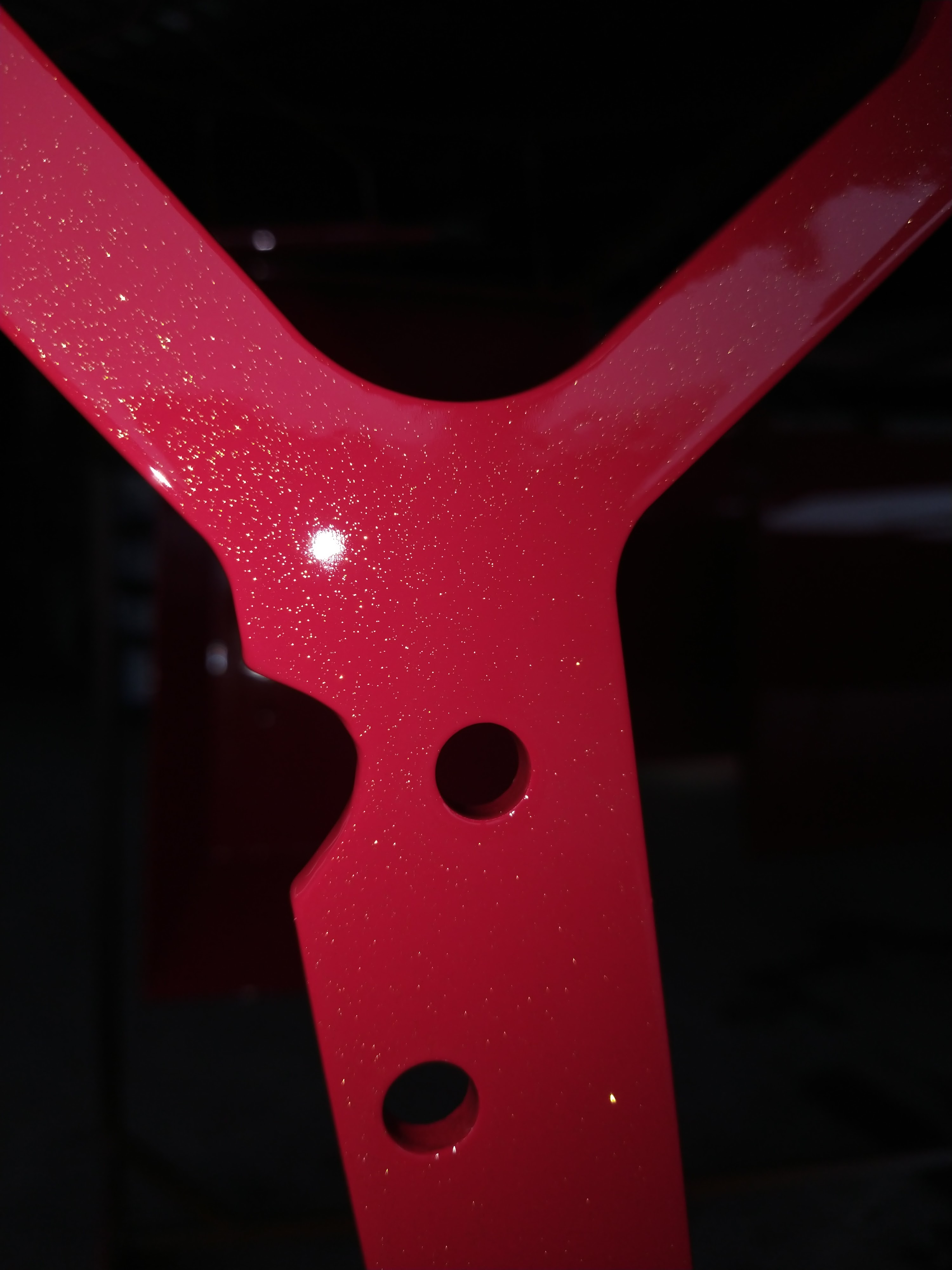 Metal Fabricated Part Coated in Ruby Red and Golden Fragment ...