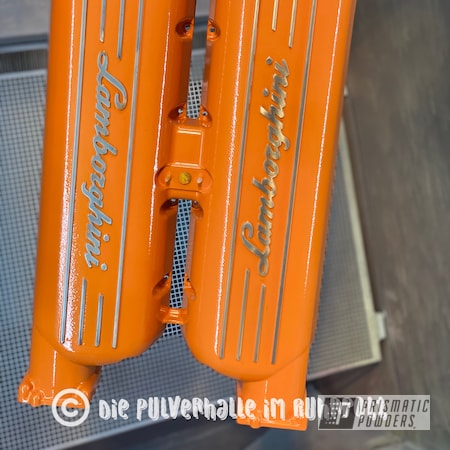 Powder Coating: Engine Parts,Lamborghini,Clear Vision PPS-2974,New Tucker Orange PMB-4209