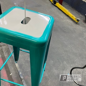 Powder Coated Two Tone Bar Stools In Upb-1848 And Pss-5690