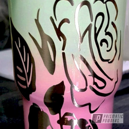 Powder Coating: Clear Vision PPS-2974,Tumbler,Custom Monogram,China Mint PSS-1452,Clear Coat Used,Three Powder Application,Pretty Pink PSS-4479,Custom Tumbler Cup,Miscellaneous