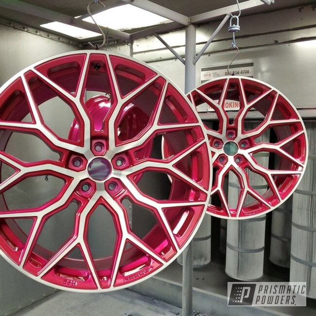 Powder Coated Two Tone Vossen Wheels In Ppb-5935 And Pms-0517