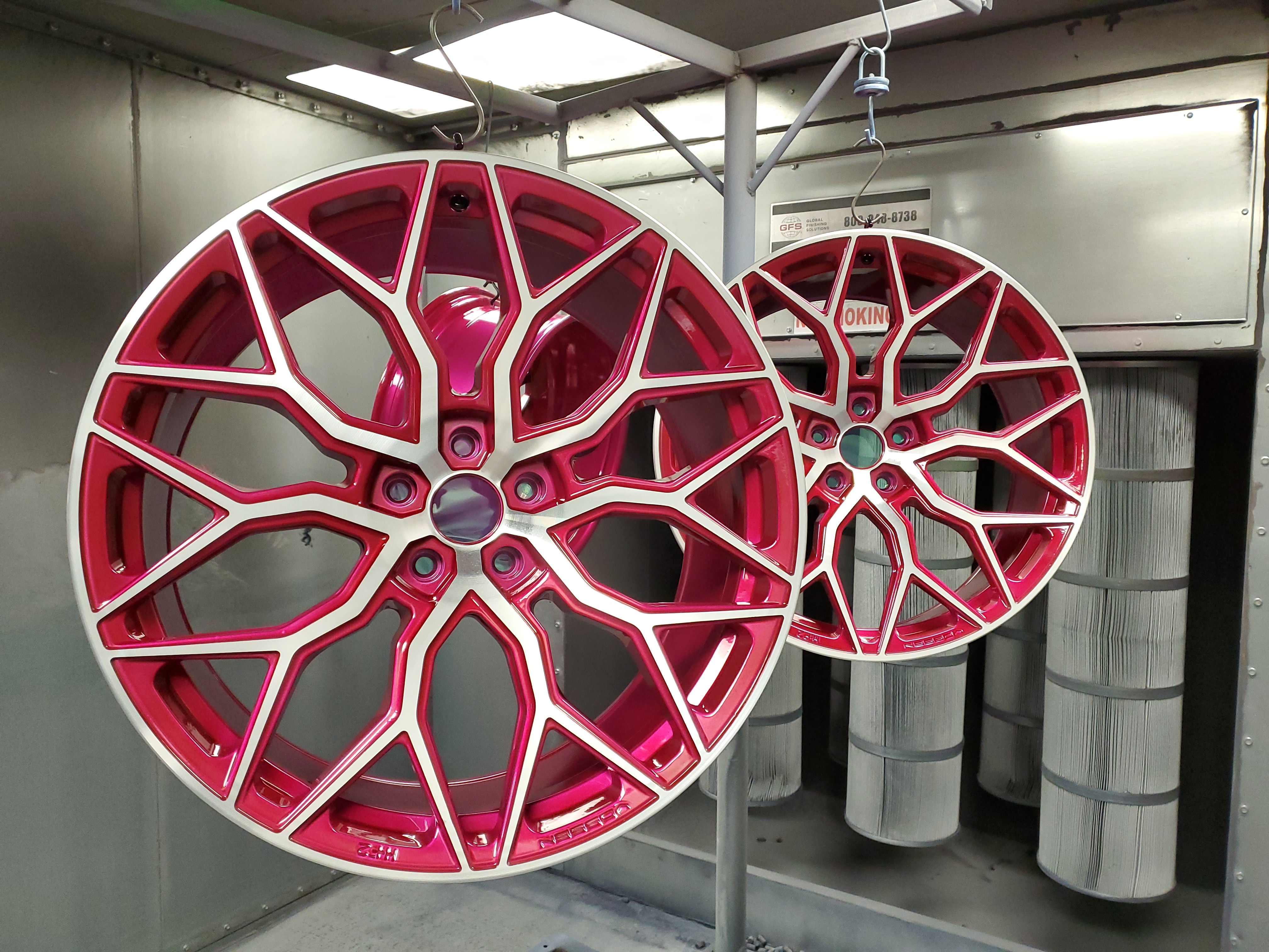 Two Tone Rays Rims Two Tone Vossen Wheels Finished in Heavy Silver and Candy Raspberry ...