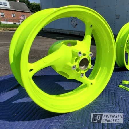 Powder Coating: Wheels,Clear Vision PPS-2974,Motorcycle Parts,Neon Yellow PSS-1104,Motorcycle Wheels,Motorcycles