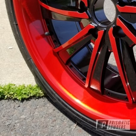 Powder Coating: Ink Black PSS-0106,Automotive Rims,Clear Vision PPS-2974,Automotive Wheels,Two Tone Wheels,Illusion Red PMS-4515,Wheels,Two Tone
