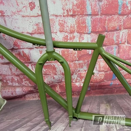 Powder Coating: Bicycle Parts,Bicycle,Army Green PSB-4944,Bicycle Frame