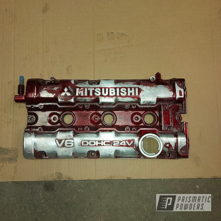 Powder Coating: Sky White River PRB-5475,Automotive,Flame Red PSS-5082,Valve Covers,Mitsubishi
