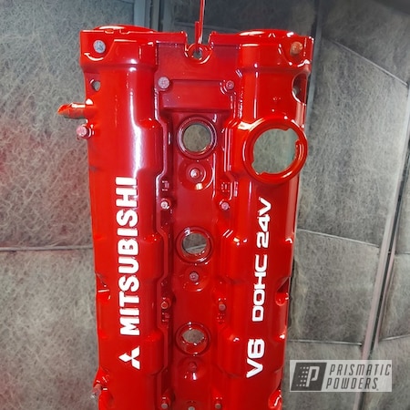 Powder Coating: Valve Covers,Flame Red PSS-5082,Mitsubishi,Automotive,Sky White River PRB-5475