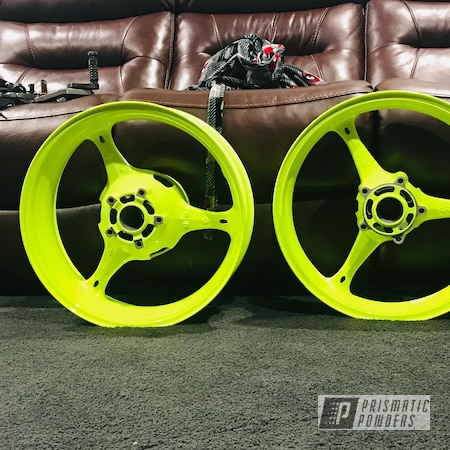 Powder Coating: Aluminum Wheels,Motorcycle Rims,Rims,Clear Vision PPS-2974,17" Wheels,Motorcycle Wheels,Neon Yellow PSS-1104,Wheels
