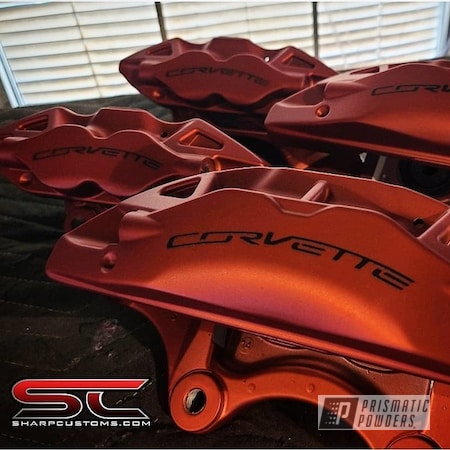 Powder Coating: Corvette Calipers,Casper Clear PPS-4005,LOLLYPOP RED UPS-1506,Calipers,Brake Calipers,Corvette,Brakes