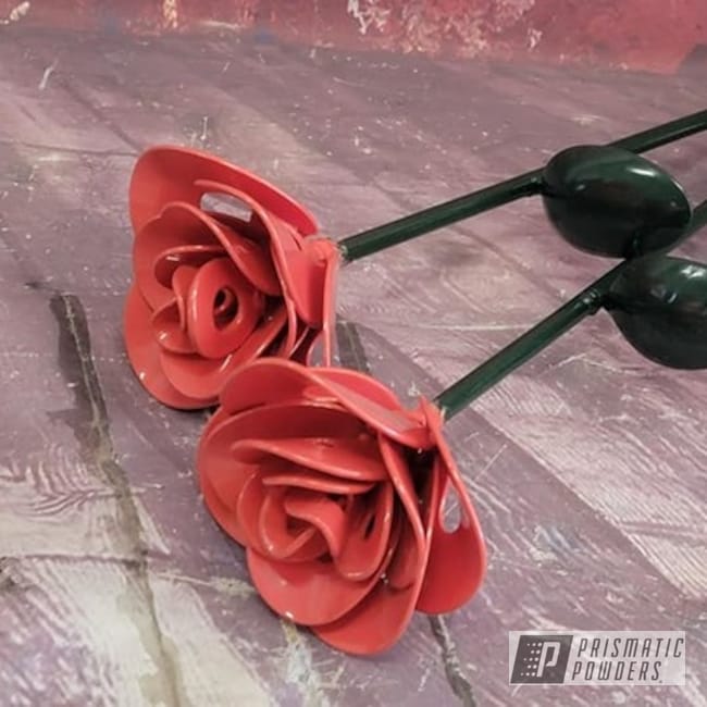Powder Coated Metal Roses In Psb-2740 And Ral 6005