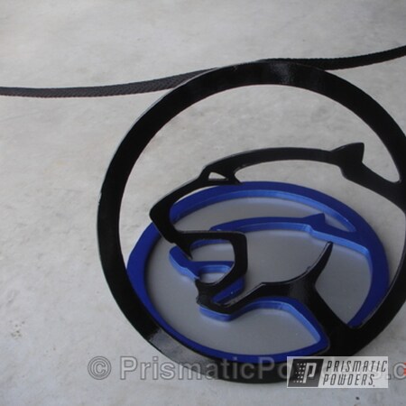 Powder Coating: Ink Black PSS-0106,Cougar stantions I made for a car show display,Pacific Silver PMB-2811,Miscellaneous