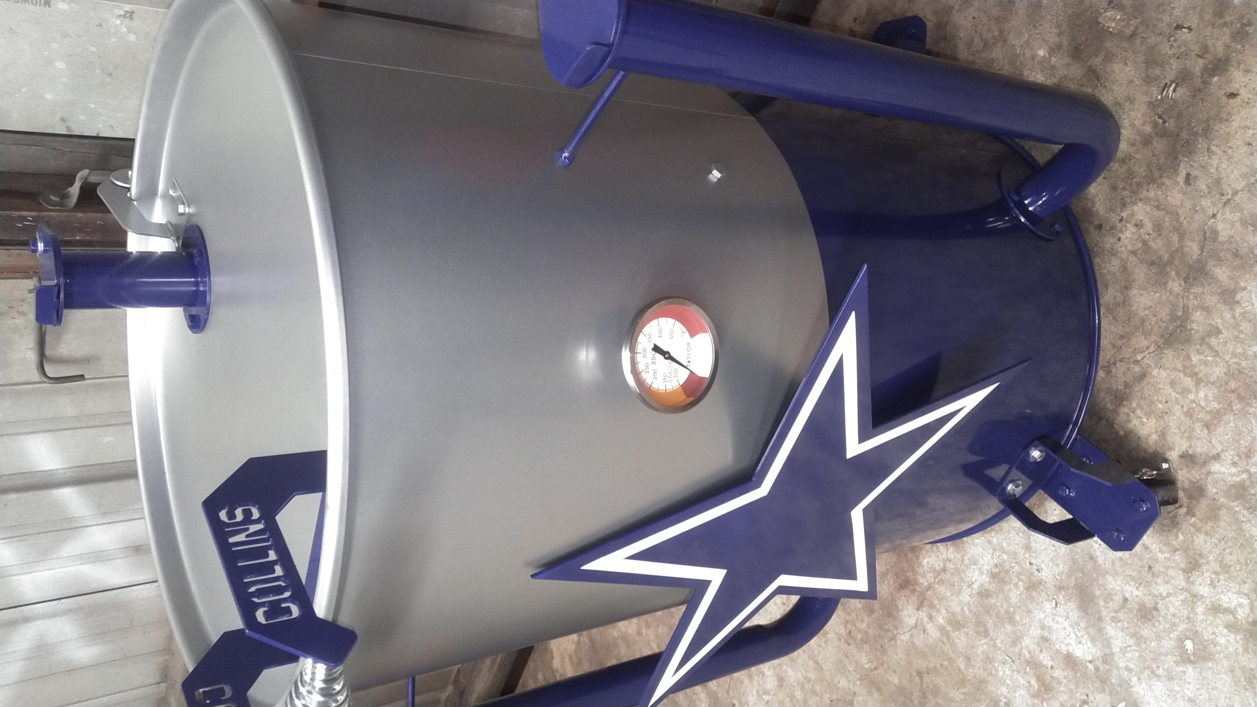 Dallas Cowboys Themed BBQ Smoker Coated in Island Blue and BMW Silver ...