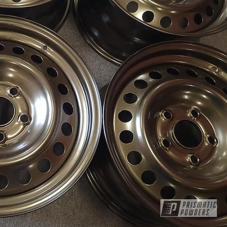 Powder Coating: Wheels,15" Steel Wheels,Rims,Bronze Chrome PMB-4124,Steel Wheels,Automotive Rims,Automotive Wheels,Steel Rims
