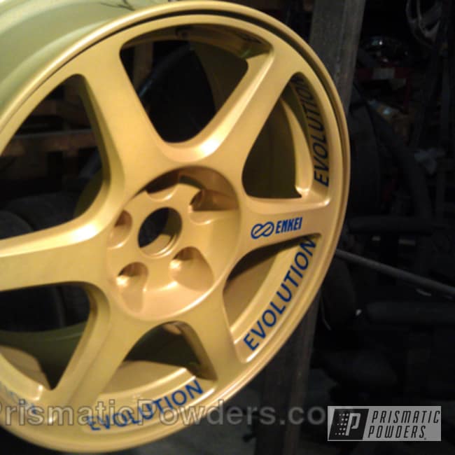 Evolution Wheel Coated In Golden Yellow And Cream Soda Blue