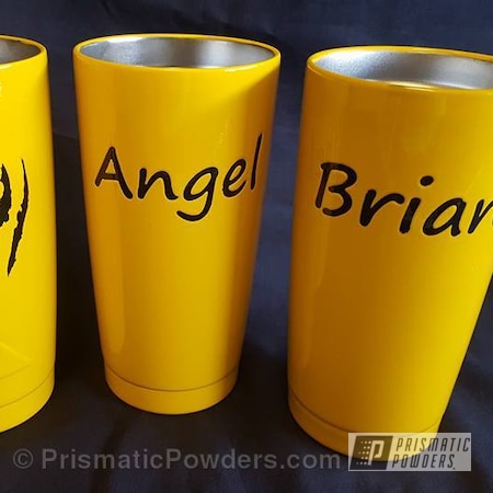 Powder Coating: Ink Black PSS-0106,RAL 1018 Zinc Yellow,Miscellaneous,Custom 2 Coats,Clear Vision PPS-2974,Three Powder Application,Ozark Trail Cups,Clear Coat Used,Custom 2 Color