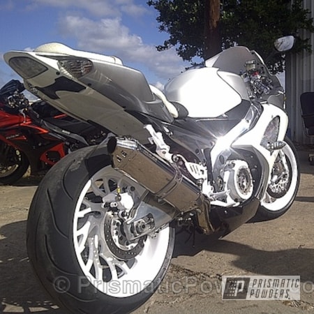 Powder Coating: sparkle,Motorcycles,White,Clear Vision PPS-2974,Silver Sparkle PPB-4727,powder coated,Wheels