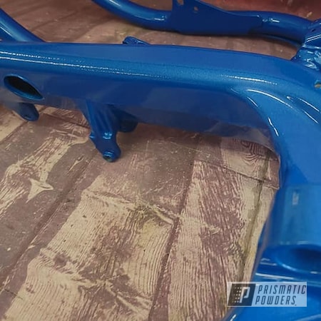 Powder Coating: Dirt Bike,Clear Vision PPS-2974,Illusion Lite Blue PMS-4621,Motorcycle Parts,Illusions
