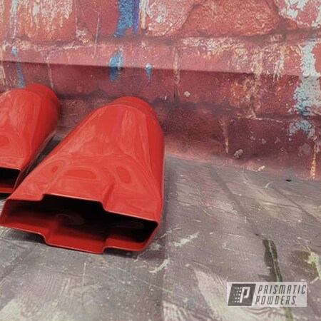 Powder Coating: Automotive,Chevrolet,Exhaust,Exhaust Tips,RAL 3002 Carmine Red,Automotive Parts