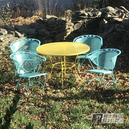 Powder Coating: Sea Foam Green PSS-4063,Outdoor Patio Furniture,Patio Chairs,Home Goods,Patio Furniture,Citrus Splash PMB-5705,Patio Table,Antiques,Patio Set,Outdoor Furniture