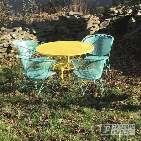 Powder Coating: Sea Foam Green PSS-4063,Outdoor Patio Furniture,Patio Chairs,Home Goods,Patio Furniture,Citrus Splash PMB-5705,Patio Table,Antiques,Patio Set,Outdoor Furniture