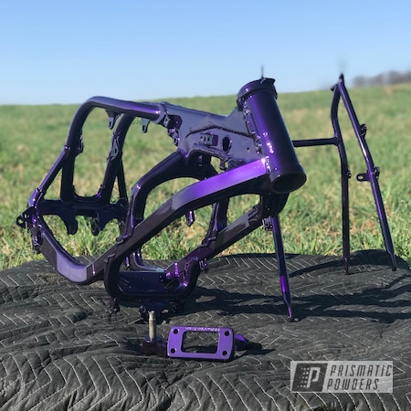 Powder Coating: Motorbike,Motorcycles,Candy Purple PPS-4442,ULTRA BLACK CHROME USS-5204,Motorcycle Frame,Motorcycle Parts