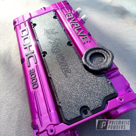 Powder Coating: Splatter Black PWS-4344,Automotive,Clear Vision PPS-2974,Valve Covers,2 stage,Two Tone,Illusion Violet PSS-4514,Valve Cover,4 Cylinder,Two Toned