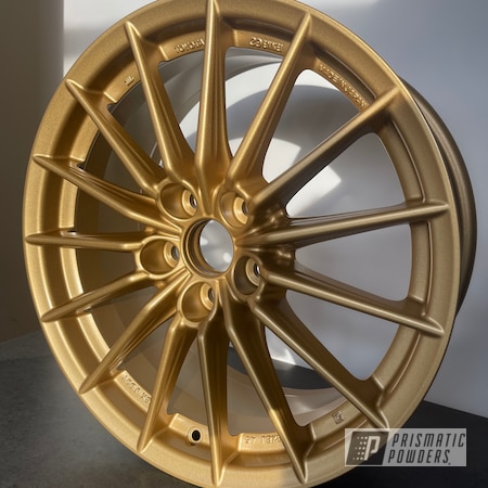 Powder Coating: Spanish Gold EMS-0940,19" Wheels,Rims,Two Stage Application,Soft Clear PPS-1334,Wheels