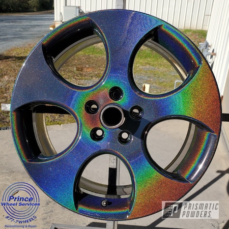 Powder Coating: Aluminum Wheels,Prismatic Universe PMB-10367,Volkswagen,GTI,Rims,Alloy Wheels,Clear Vision PPS-2974,Rainbows,Wheels