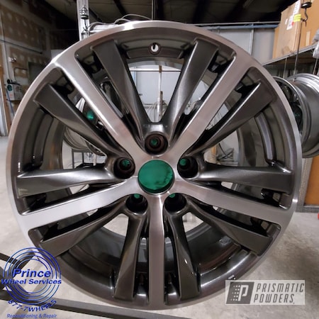 Powder Coating: Aluminum Wheels,2 Tone,2 Color Application,Machined Face Wheels,Rims,QX60,Alloy Wheels,Clear Vision PPS-2974,Infiniti,Kingsport Grey PMB-5027,Wheels