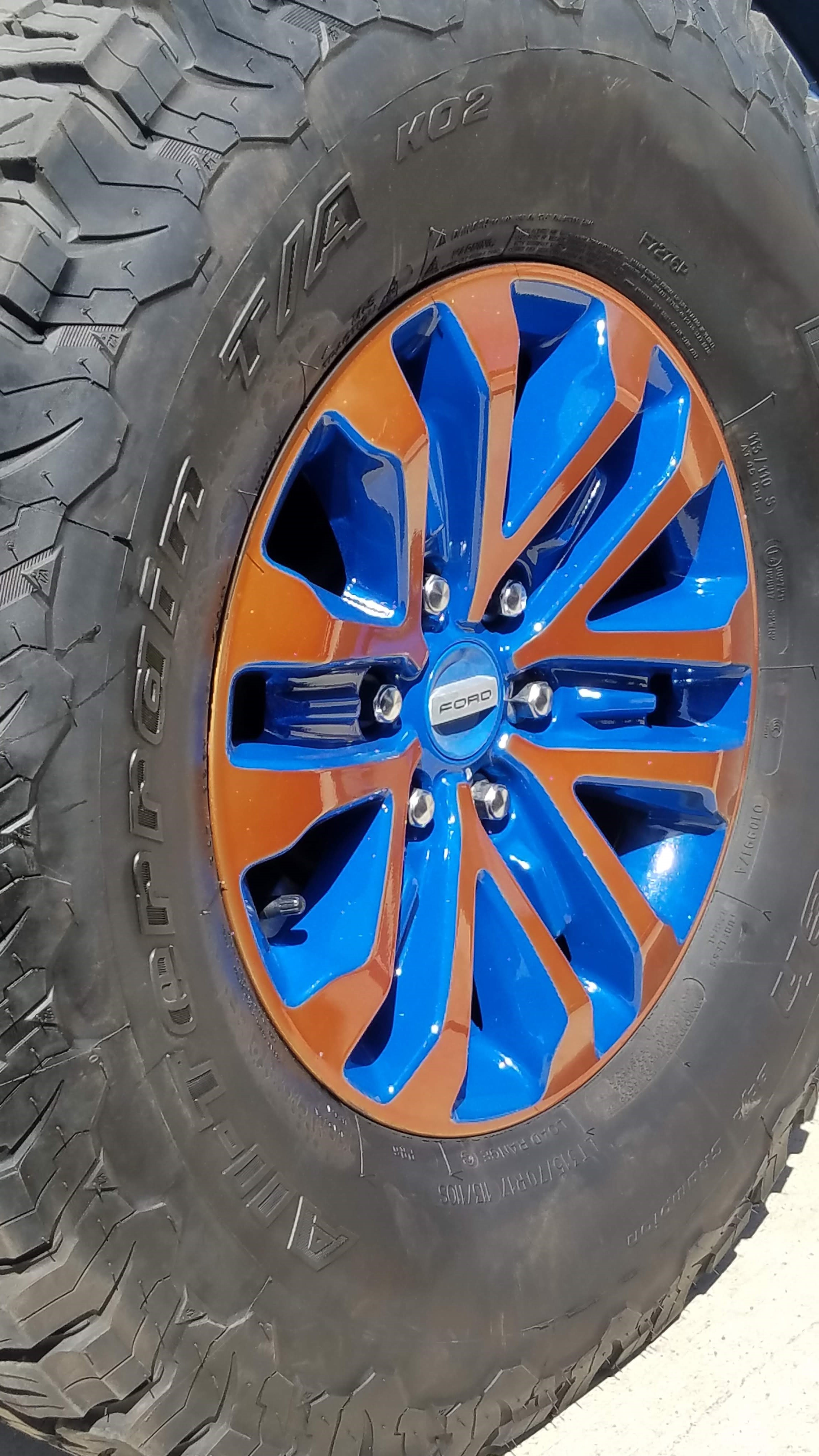 Powder Coated Raptor Rims Two Tone Ford Raptor Wheels with RAL 5010 and Trans Copper II ...