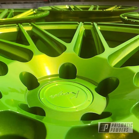 Powder Coating: Wheels,Automotive,Koya Wheels,Solid Tone,Polished Substrate,Shocker Yellow PPS-4765
