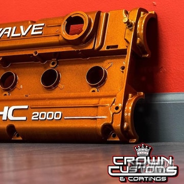 Custom Dohc Valve Cover With Illusion Rootbeer And Clear Vision Powder Coat