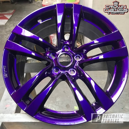 Powder Coating: Two Stage Powder Coat Application,Clear Vision PPS-2974,Illusion Purple PSB-4629,Automotive,Clear Top Coat Applied,Wheels