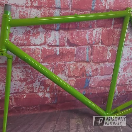 Powder Coating: Psycho Yellow PPS-2313,Bike Frame,Altered Green PMB-4947,Bicycle Parts,Bicycle,Bicycle Frame