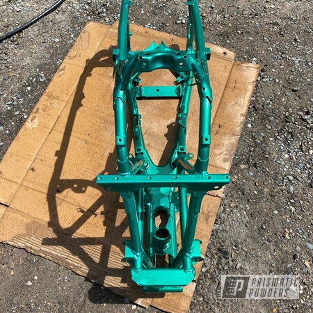 Powder Coating: ATV Frame,Heavy Silver PMS-0517,2 Color Application,ATV,ATV Parts,MOUNTAIN GREEN PPB-2470