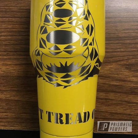 Powder Coating: gadsden flag,Clear Vision PPS-2974,don't tread on me,snake,Custom Tumbler Cup,Mellow Yellow PMB-0621,Ozark Trail
