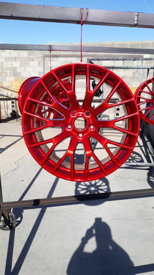Wheels in Diamond Red and Polished Aluminum | Prismatic Powders