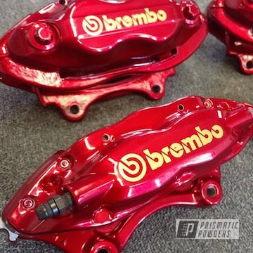 Lollypop Red Over Super Chrome On Brembo Brake Calipers