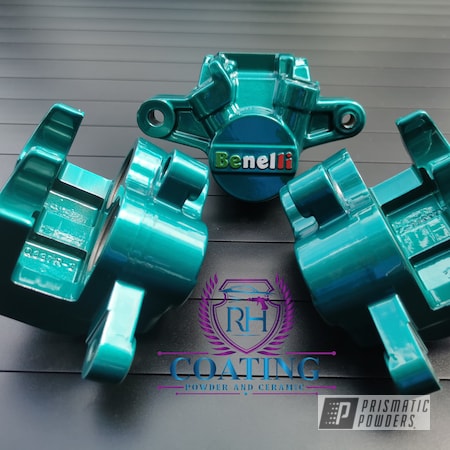 Powder Coating: Thompson Green PPB-5929,Automotive,Calipers,Brake Calipers,Benelli,Caliper,Cloud White PSS-0408,Alien Silver PMS-2569,Very Red PSS-4971,Custom Brake Calipers,Cortez Teal PPS-4477