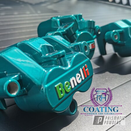 Powder Coating: Thompson Green PPB-5929,Automotive,Calipers,Brake Calipers,Benelli,Caliper,Cloud White PSS-0408,Alien Silver PMS-2569,Very Red PSS-4971,Custom Brake Calipers,Cortez Teal PPS-4477