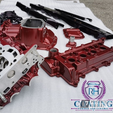 Powder Coating: Cover,Head,Misty Burgundy PMB-1042,Engine Parts,Illusion Cherry PMB-6905,Clear Vision PPS-2974,Timing Chain,Automotive,Block