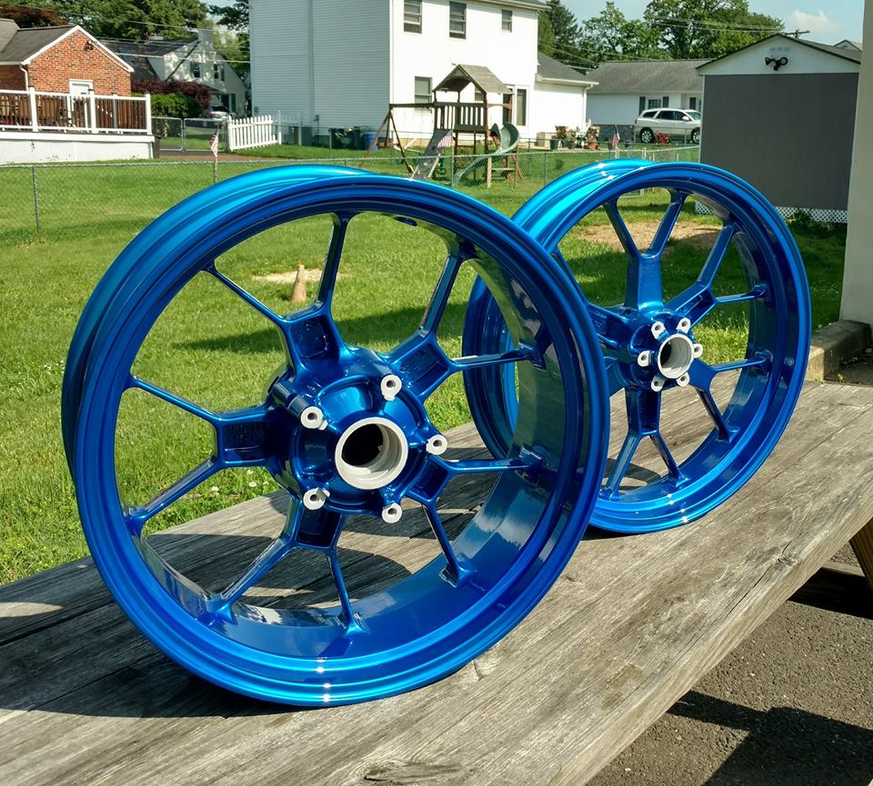 Peeka Blue over Super Chrome on Custom Motorcycle Wheels | Gallery ...