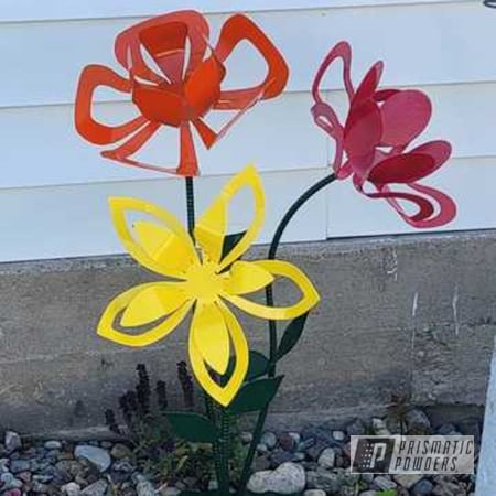 Powder Coating: RAL 1018 Zinc Yellow,Garden Art,Multi Color Application,Passion Red PSS-4783,Flowers,Outdoor Decor,RAL 3002 Carmine Red,RAL 2008 Bright Red Orange,Metal Sculpture,RAL 6009 Fir Green,Yard Art