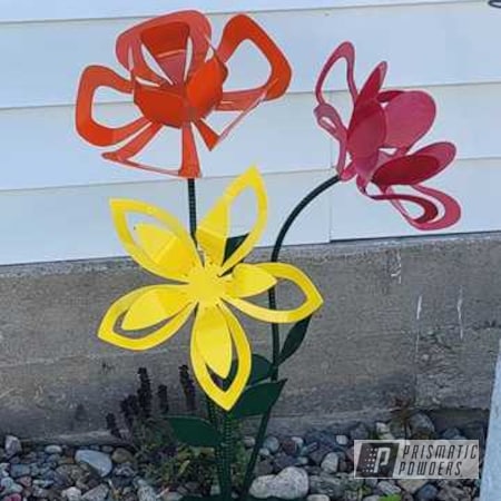 Powder Coating: Passion Red PSS-4783,Multi Color Application,Yard Art,Garden Art,Flowers,Outdoor Decor,RAL 1018 Zinc Yellow,Metal Sculpture,RAL 3002 Carmine Red,RAL 6009 Fir Green,RAL 2008 Bright Red Orange