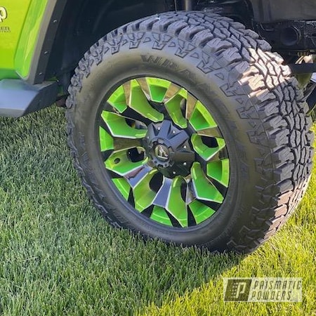 Powder Coating: Rims,20",Illusion Sour Apple PMB-6913,Clear Vision PPS-2974,Two Toned,Custom Two Tone,Two Tone Wheels,Illusions,Wheels,Two Tone,Ink Black PSS-0106,Aluminum Wheels,2 Color Application,Custom Jeep Wheels,20" Wheels,Fuel Wheels,Jeep,Jeep Rims,Jeep Wheels,Aluminum Rims