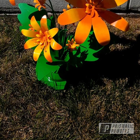 Powder Coating: Metal Art,RAL 1018 Zinc Yellow,Racer Green PSS-4531,Multi Color Application,Flowers,RAL 2010 Signal Orange,Outdoor Decor,Yard Art,Yard Decor,Custom Metal Art